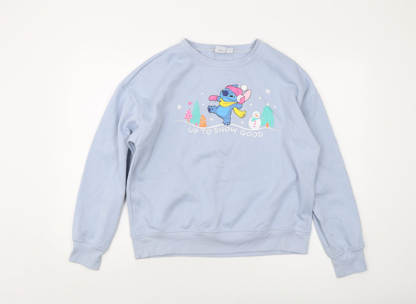 Disney Womens Blue Cotton Pullover Sweatshirt Size 10 Pullover - Stitch