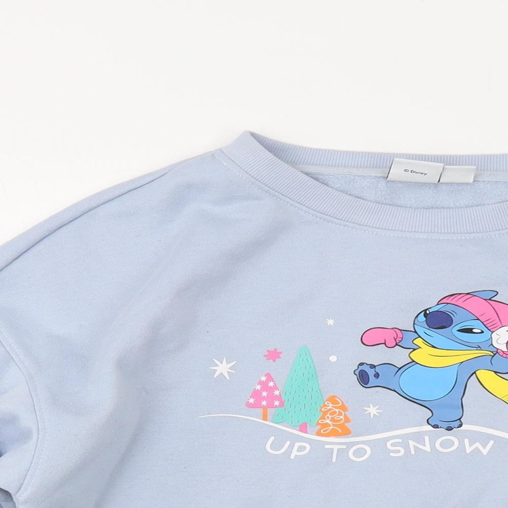 Disney Womens Blue Cotton Pullover Sweatshirt Size 10 Pullover - Stitch