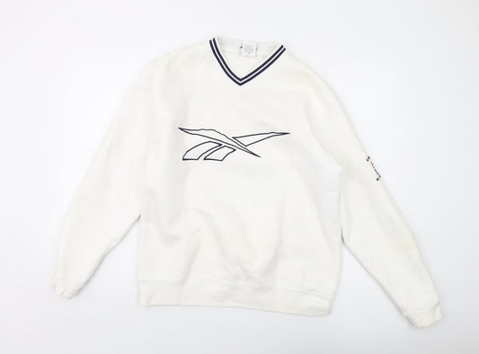 Reebok Mens Ivory Cotton Pullover Sweatshirt Size L