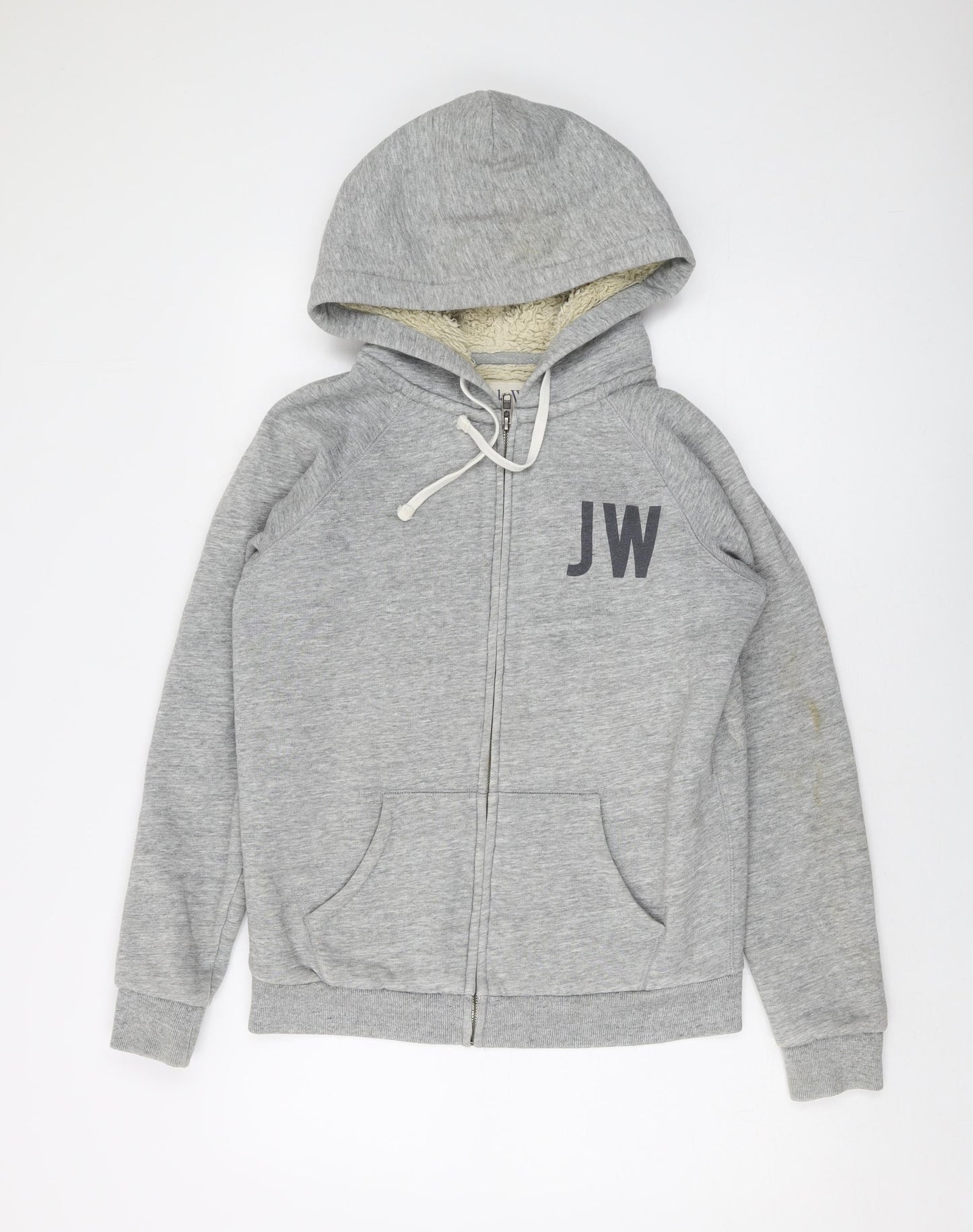 Jack Wills Womens Grey Cotton Full Zip Hoodie Size 12 Zip
