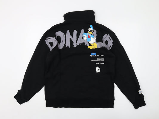 Disney Womens Black Cotton Pullover Sweatshirt Size M Zip