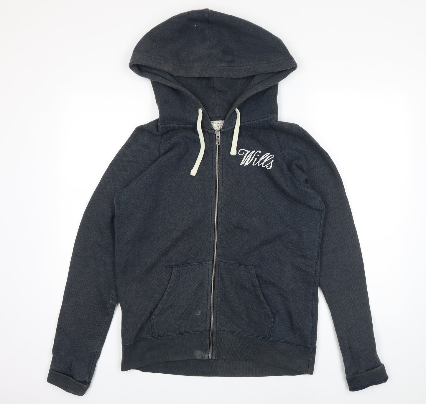 Jack Wills Womens Blue Cotton Full Zip Hoodie Size 14 Zip