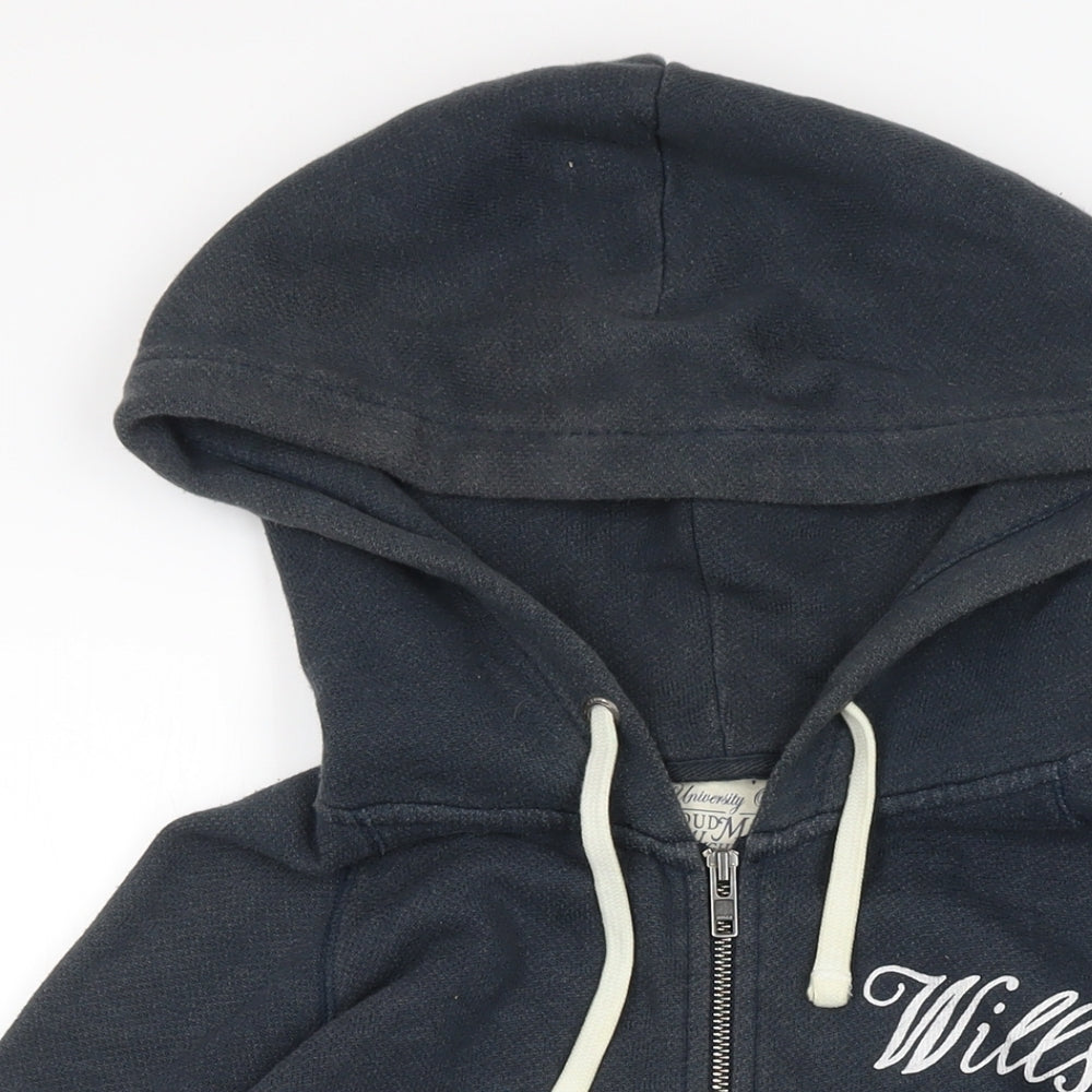 Jack Wills Womens Blue Cotton Full Zip Hoodie Size 14 Zip