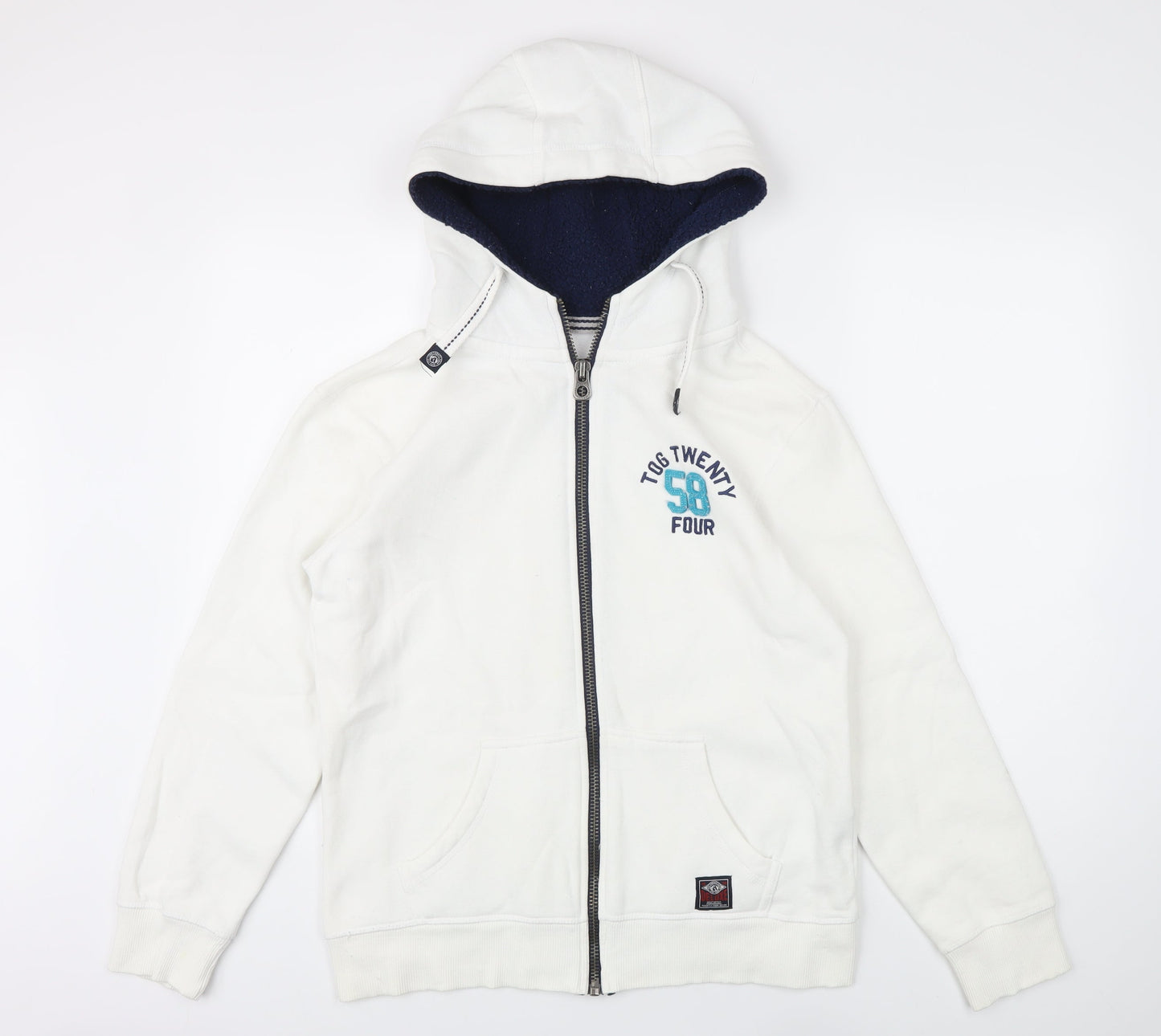 Tog Twenty Four Womens White Cotton Full Zip Hoodie Size M Zip
