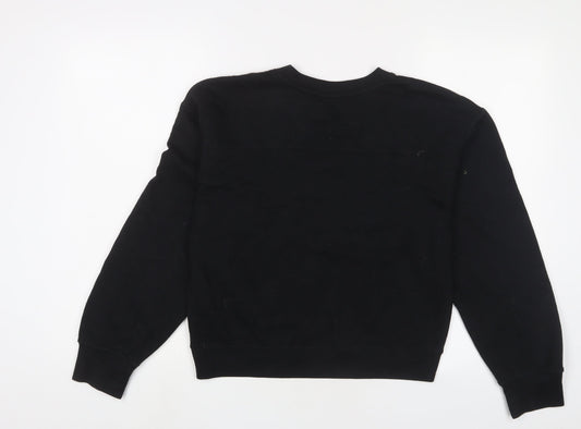 Zara Womens Black Cotton Pullover Sweatshirt Size S Pullover
