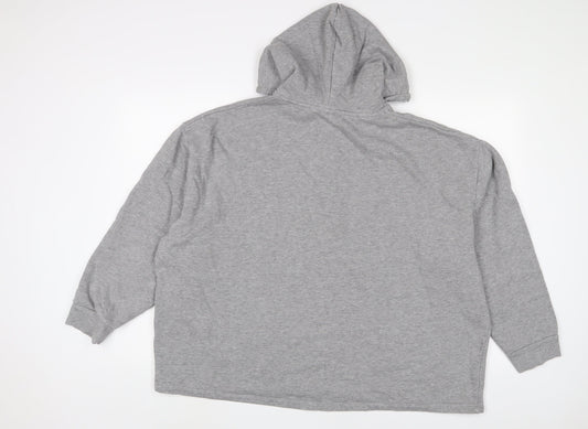 ASOS Womens Grey Cotton Pullover Hoodie Size 2XL Button