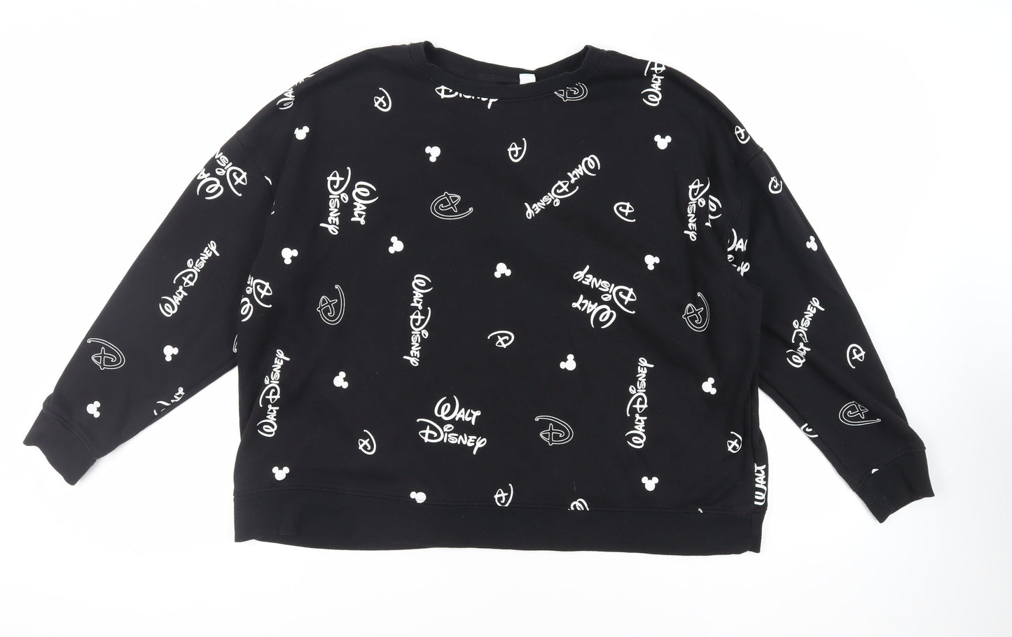 Disney Womens Black Geometric Polyester Pullover Sweatshirt Size 2XL Pullover - Logo Mickey Mouse