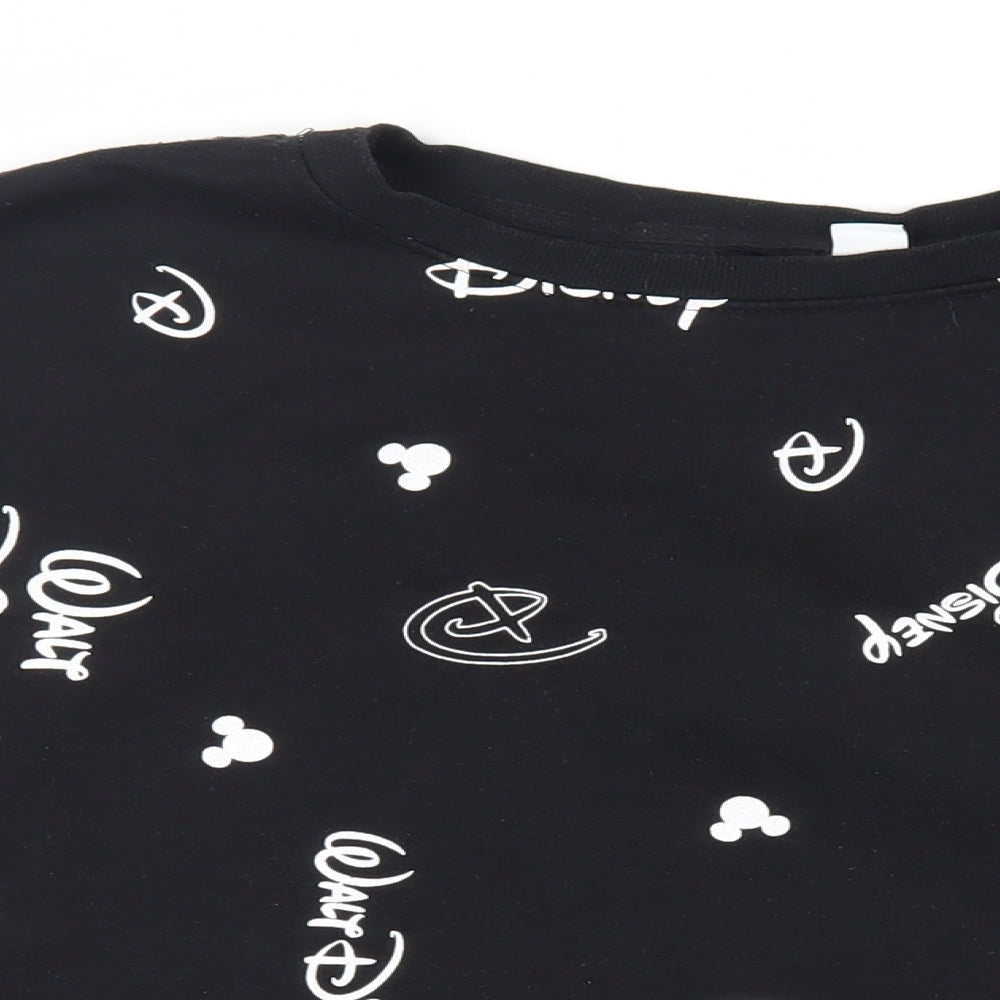 Disney Womens Black Geometric Polyester Pullover Sweatshirt Size 2XL Pullover - Logo Mickey Mouse