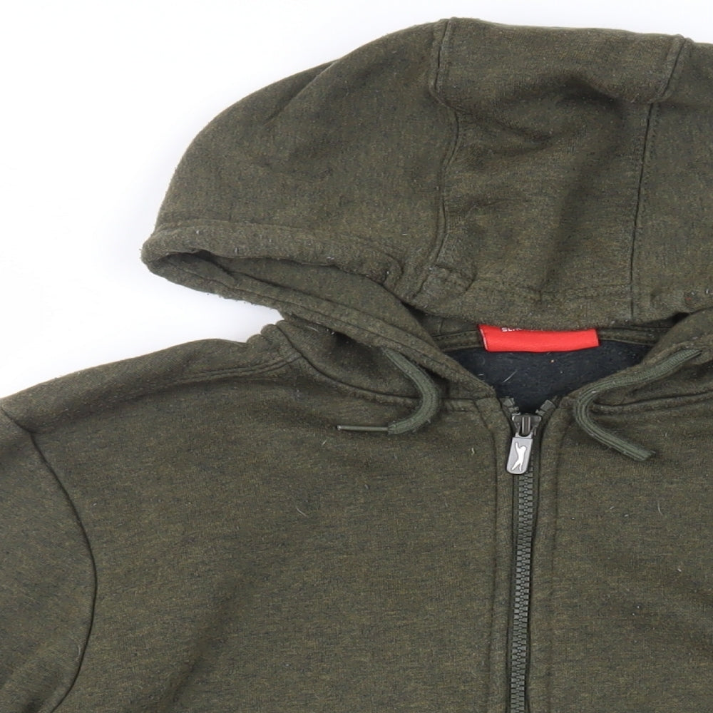Slazenger Mens Green Polyester Full Zip Hoodie Size M - Logo Pockets