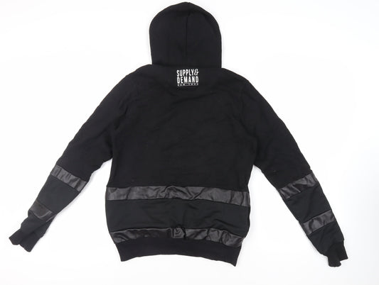 Supply & Demand Co. Mens Black Cotton Pullover Hoodie Size XS - Logo Pockets