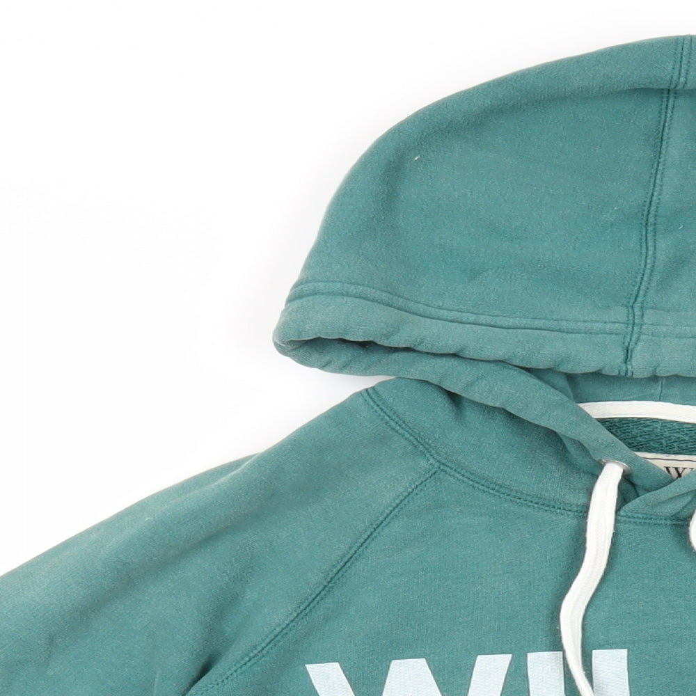 Jack Wills Mens Green Cotton Pullover Hoodie Size XS - Logo Pockets