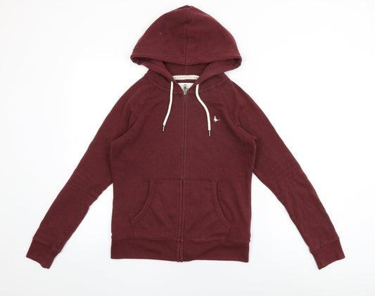 Jack Wills Womens Red Cotton Full Zip Hoodie Size 8 Zip