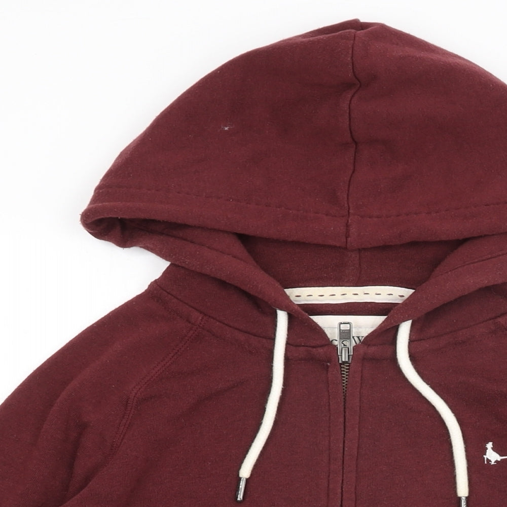 Jack Wills Womens Red Cotton Full Zip Hoodie Size 8 Zip