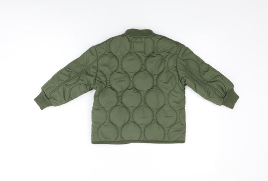 John Lewis Boys Green Quilted Coat Size 4 Years Zip