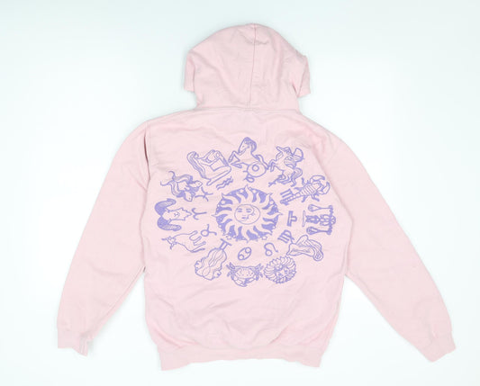 HNR LDN Womens Pink Cotton Pullover Hoodie Size XS Pullover - Sun Print, Star Signs