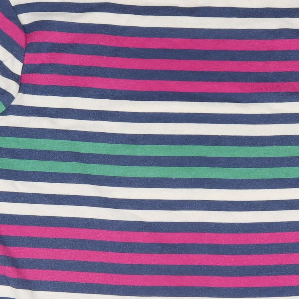 BM Collection Womens Multicoloured Striped Cotton Basic T-Shirt Size M Round Neck