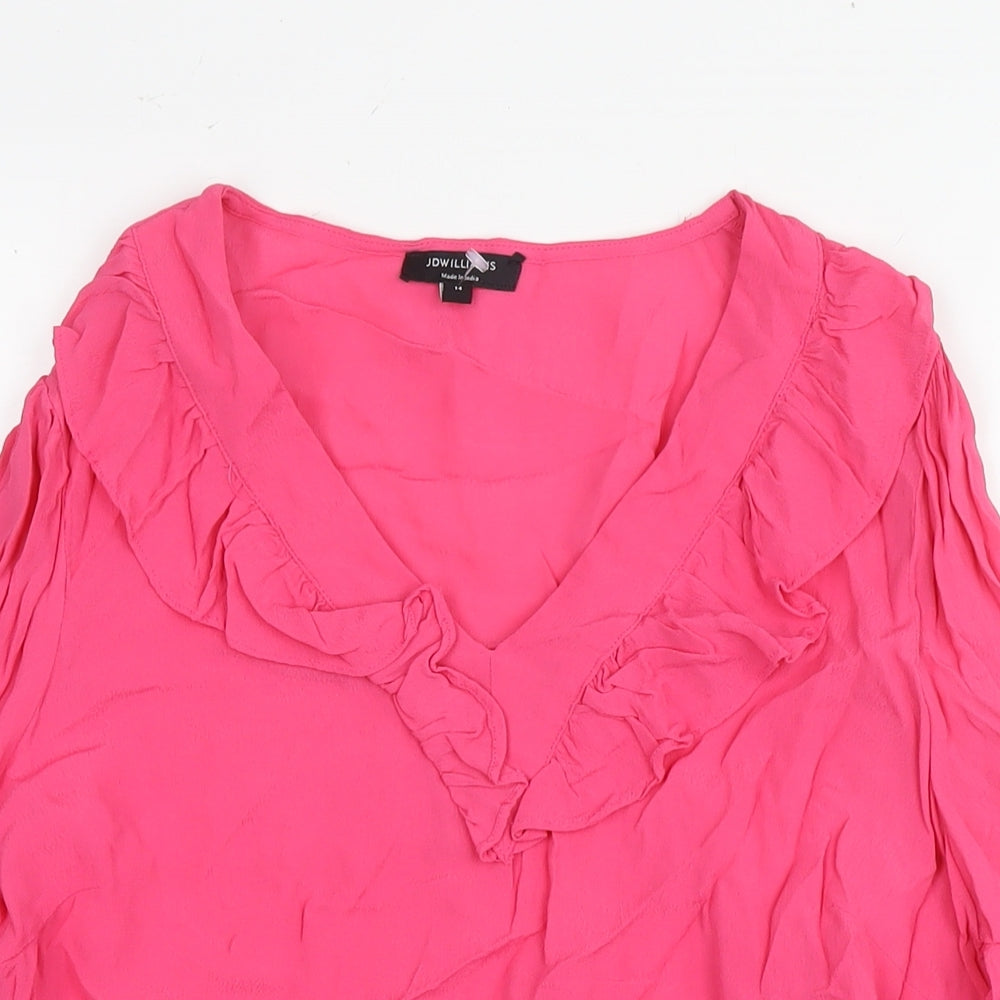 JD Williams Womens Pink Viscose Tunic Blouse Size 14 V-Neck