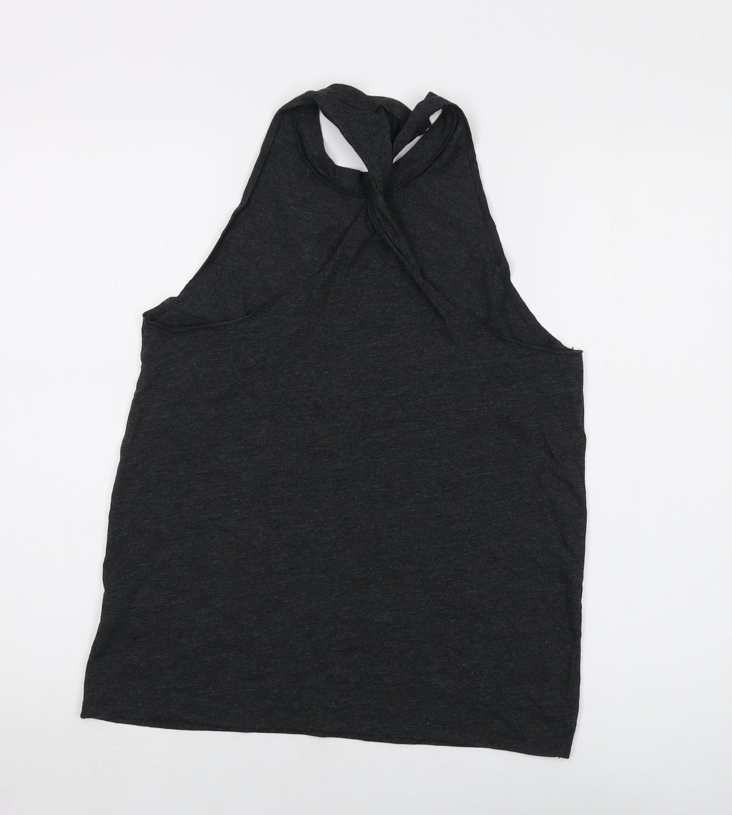 PINK Womens Grey Cotton Basic Tank Size S Round Neck