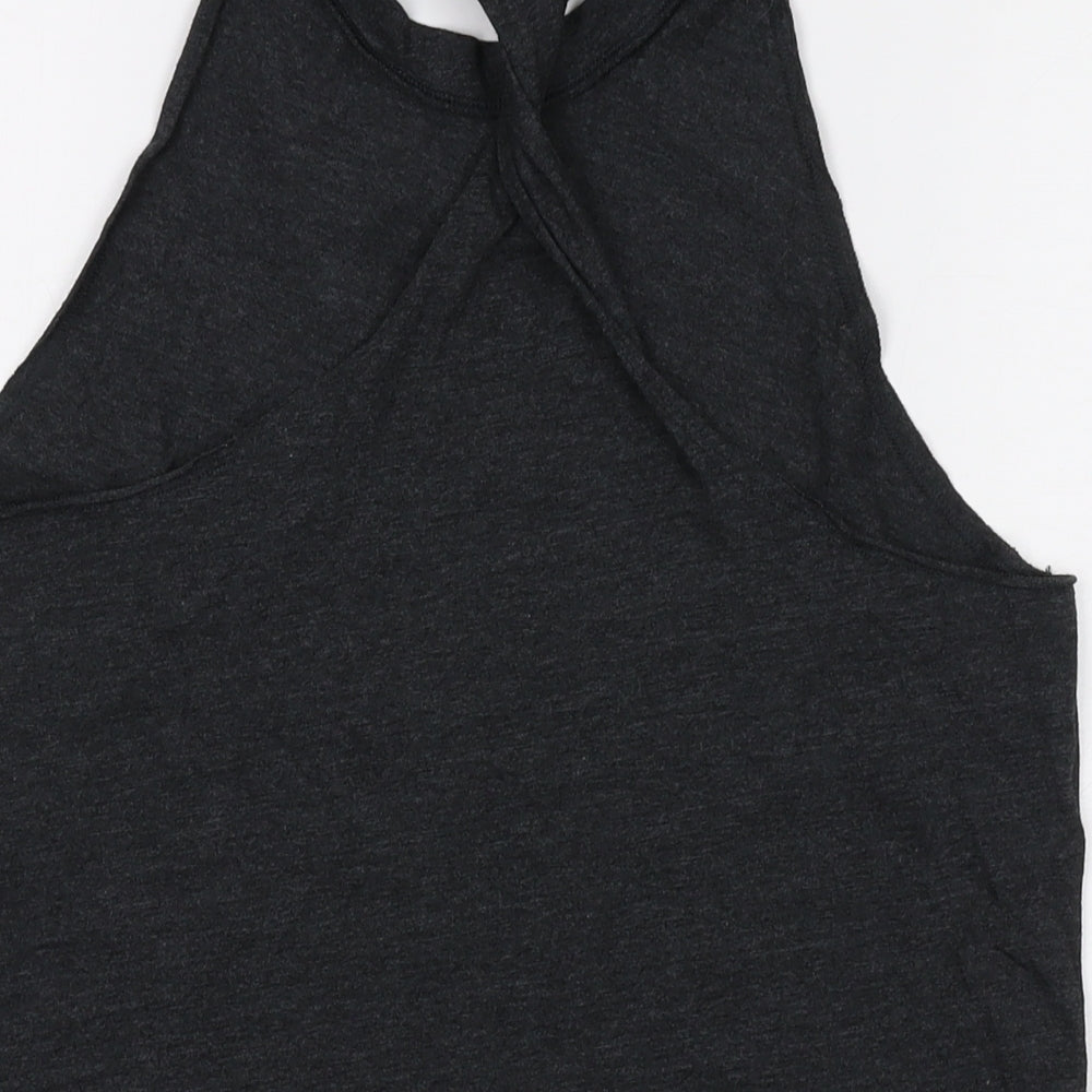 PINK Womens Grey Cotton Basic Tank Size S Round Neck