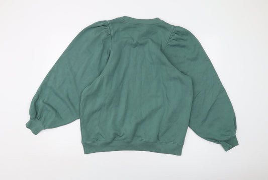 Monlki Womens Green Cotton Pullover Sweatshirt Size S Pullover