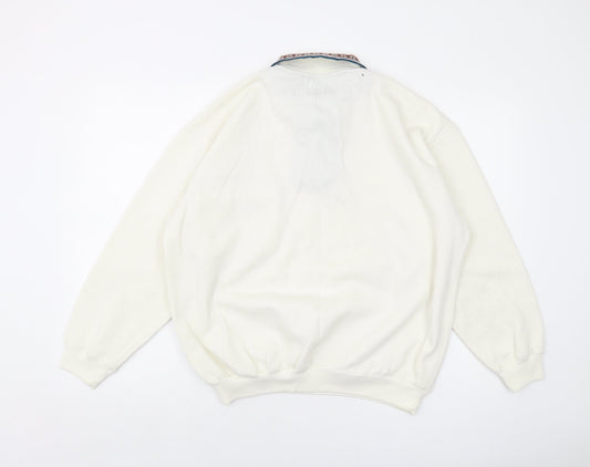 Instant Classic Mens Ivory Polyester Pullover Sweatshirt Size M - Vintage