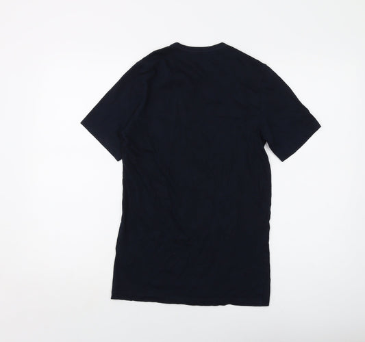 Boss Mens Blue Cotton T-Shirt Size S Crew Neck