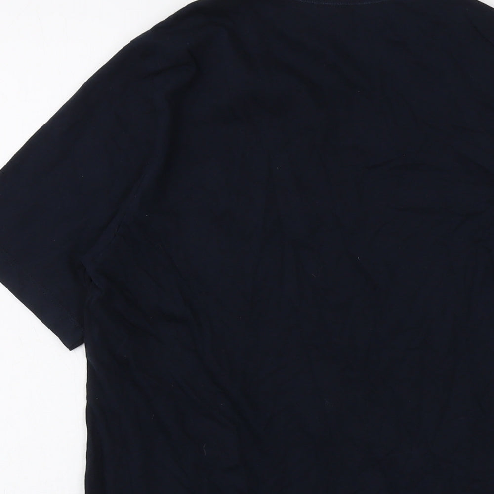Boss Mens Blue Cotton T-Shirt Size S Crew Neck