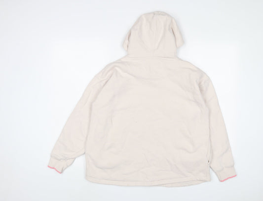 Crew Clothing Womens Beige Cotton Pullover Hoodie Size 10 Pullover - Logo, Embroidered