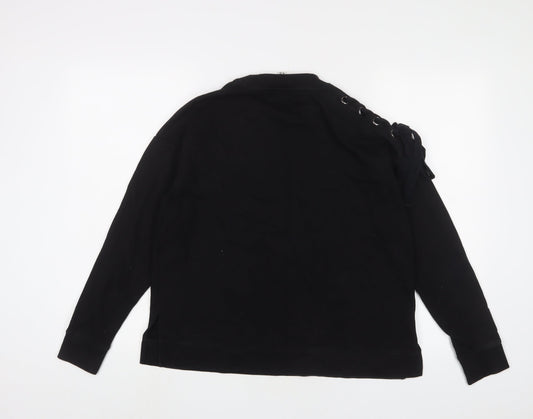 And/Or Womens Black Cotton Pullover Sweatshirt Size 10 Pullover