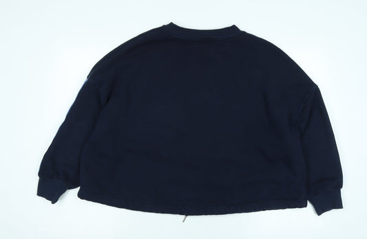 Marks and Spencer Womens Blue Polyester Pullover Sweatshirt Size L - Striped Sleeves.