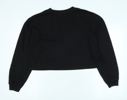 Pull&Bear Womens Black Polyester Pullover Sweatshirt Size L