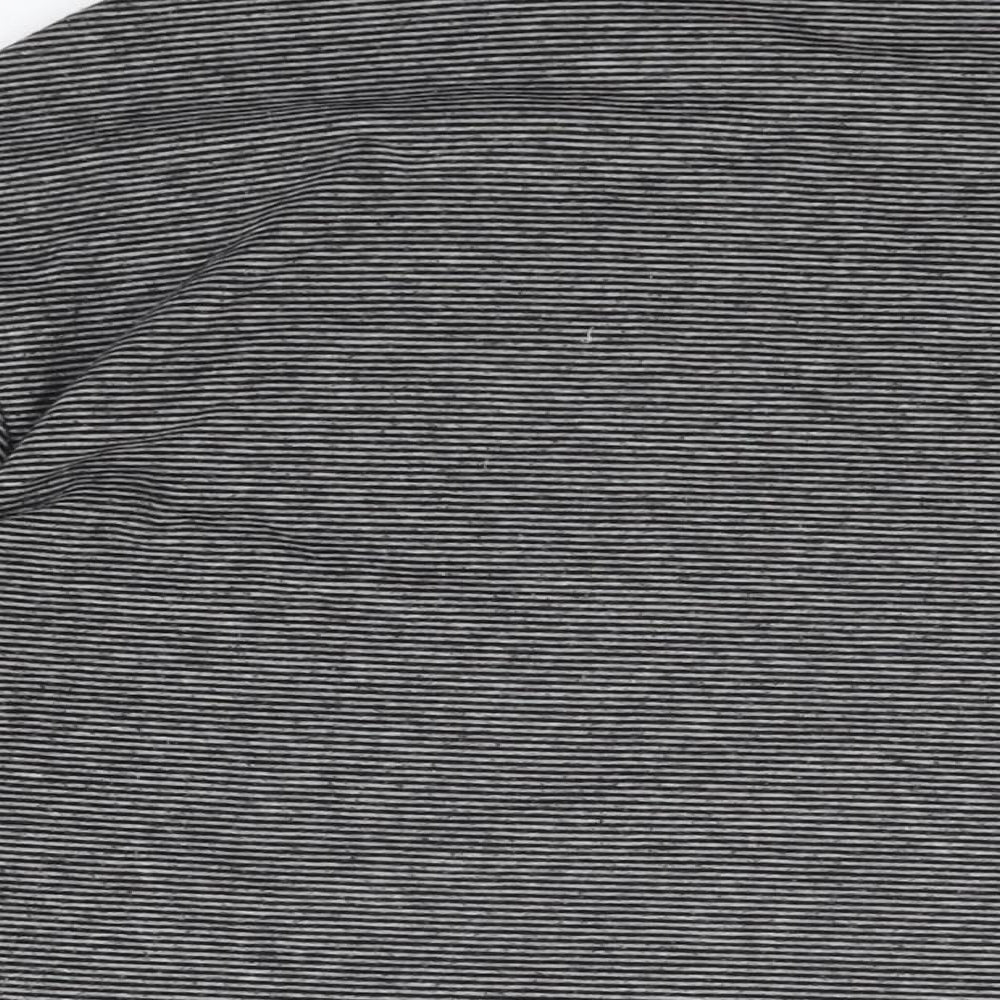 Marks and Spencer Womens Grey Striped Viscose Basic T-Shirt Size 14 Round Neck