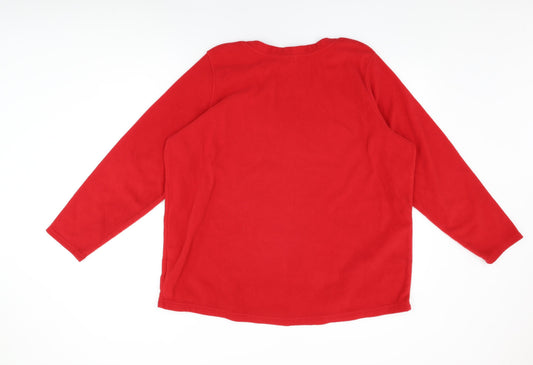 Womens UK Size 24 Lands' End Red Polyester T-Shirt