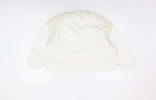 Zara Womens White Cotton Pullover Sweatshirt Size M Pullover