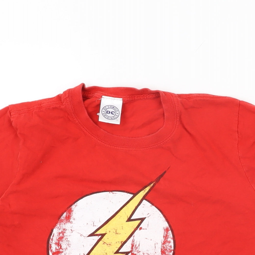 The Flash Womens Red Cotton Basic T-Shirt Size S Round Neck - The Flash, Lightning Bolt
