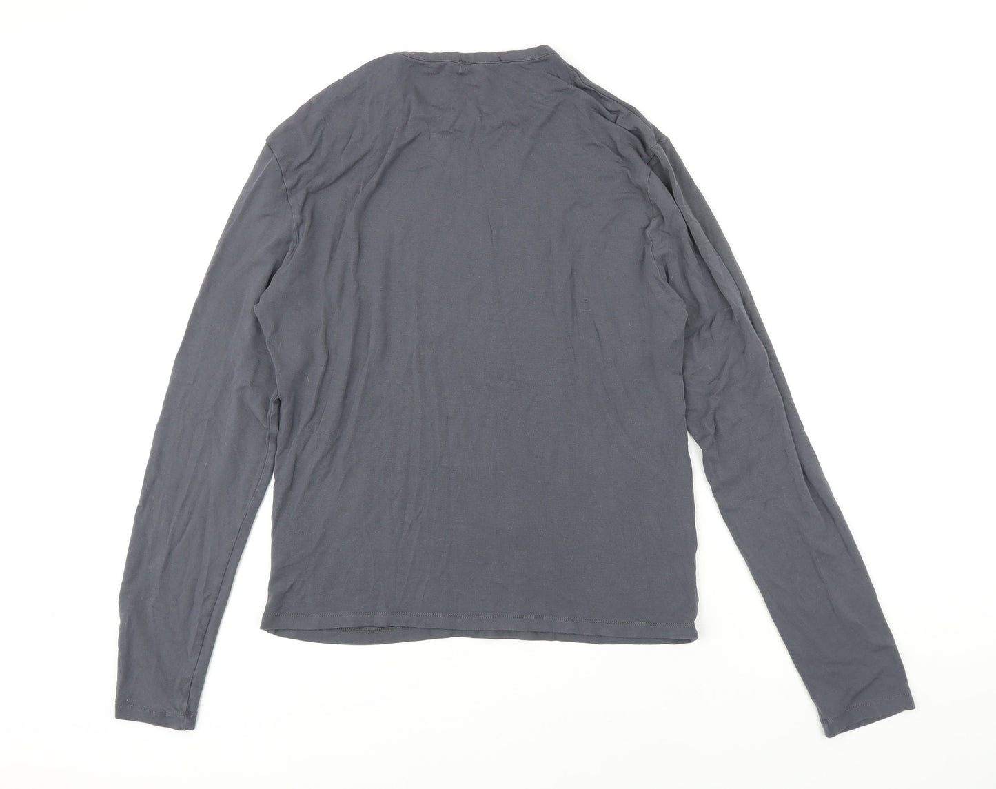 Versace Jeans Womens Grey Herringbone Viscose Basic T-Shirt Size 16 Round Neck