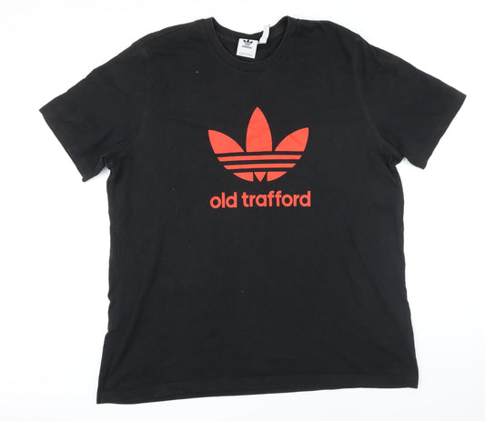 Addidas Mens Black Cotton T-Shirt Size 2XL Round Neck - Old Trafford