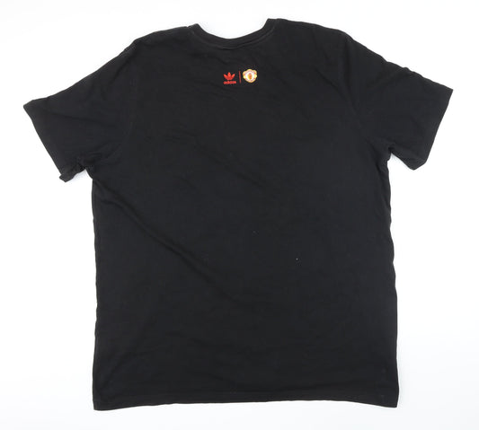 Addidas Mens Black Cotton T-Shirt Size 2XL Round Neck - Old Trafford