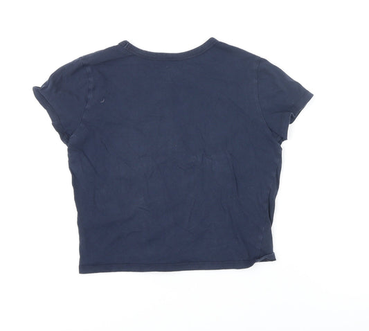 Hollister Womens Blue Cotton Cropped T-Shirt Size XS Round Neck - San Diego