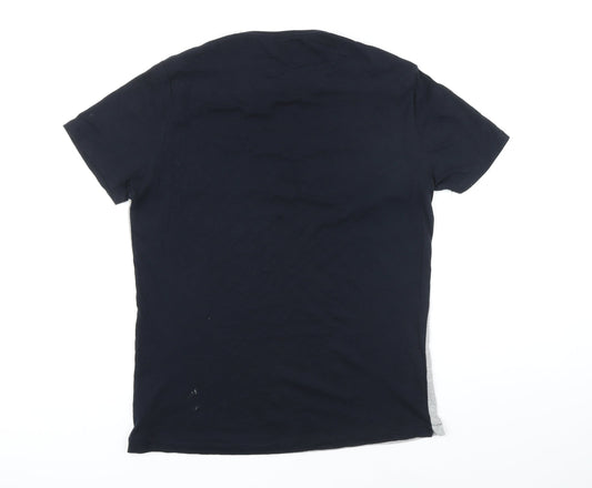 French Connection Mens Multicoloured Colourblock Cotton T-Shirt Size L Round Neck
