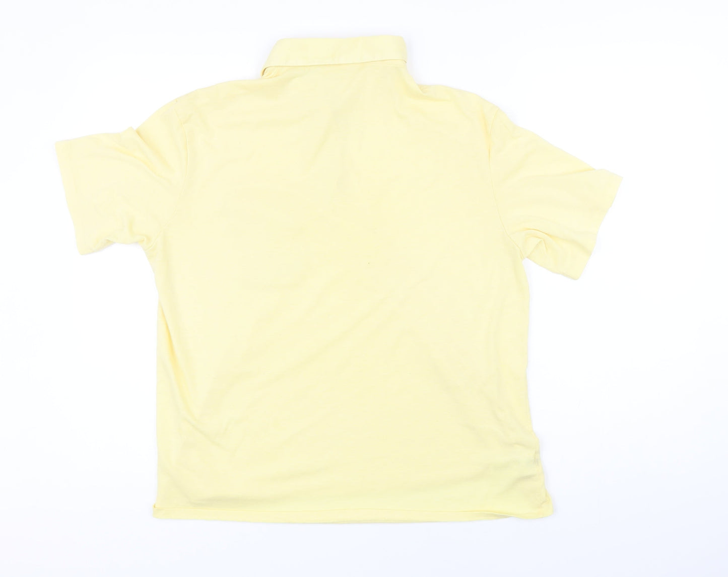 St Michael Womens Yellow Polyester Basic T-Shirt Size 16 Collared - Vintage