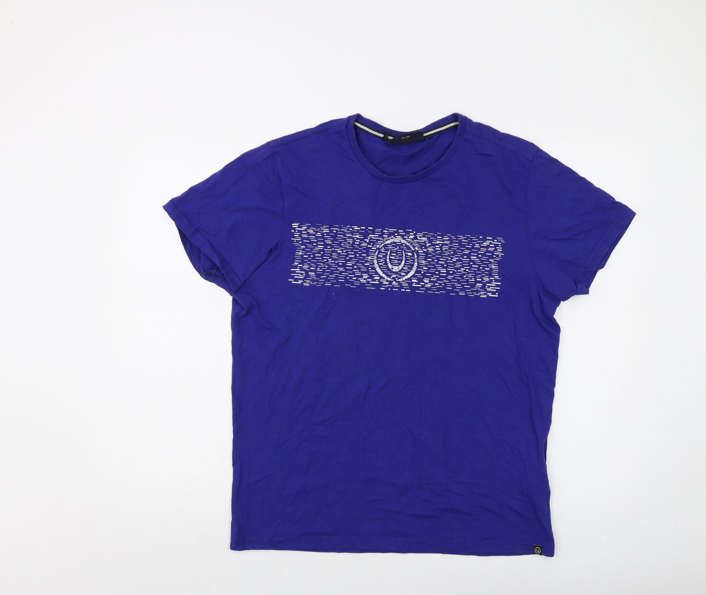 Duck and Cover Mens Blue Cotton T-Shirt Size L Crew Neck