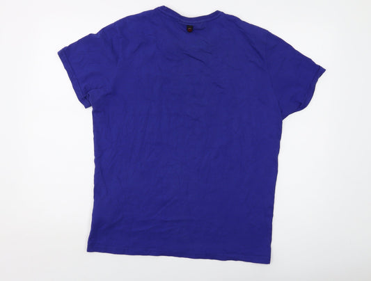 Duck and Cover Mens Blue Cotton T-Shirt Size L Crew Neck