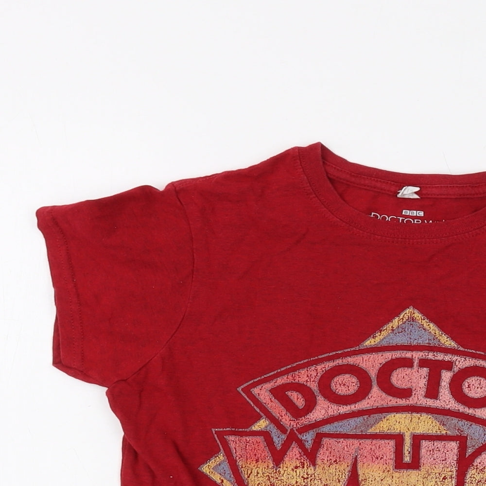 Doctor Who Womens Red Cotton Basic T-Shirt Size S Crew Neck