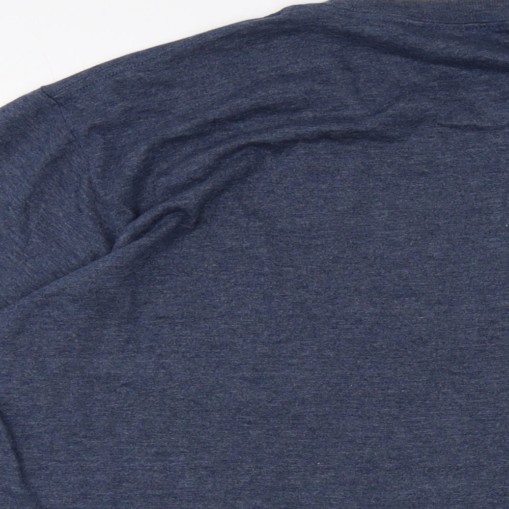 Leeds Mens Blue Cotton T-Shirt Size L Crew Neck