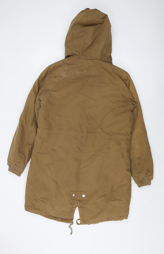 New Looj Womens Beige Parka Jacket Size 12 Zip