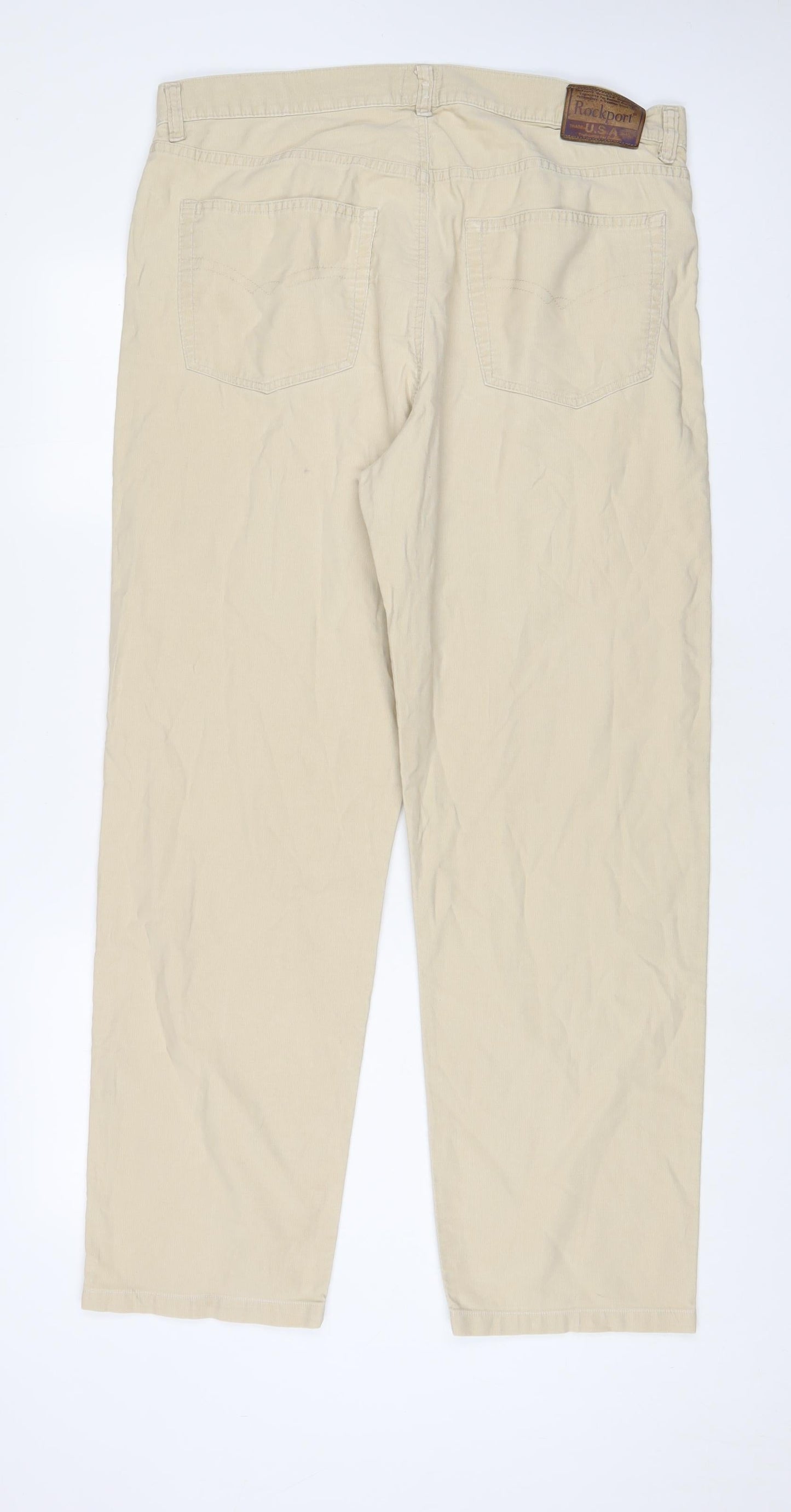 Rockport Mens Beige Cotton Straight Jeans Size 38 in L34 in Regular Zip - Long Leg
