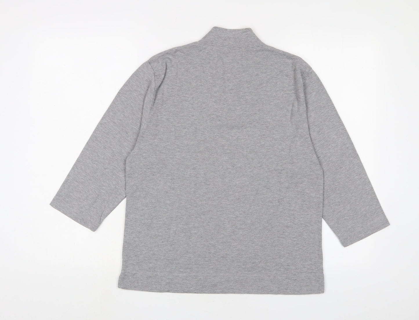 Poppy Womens Grey Polyester Basic T-Shirt Size 18 V-Neck