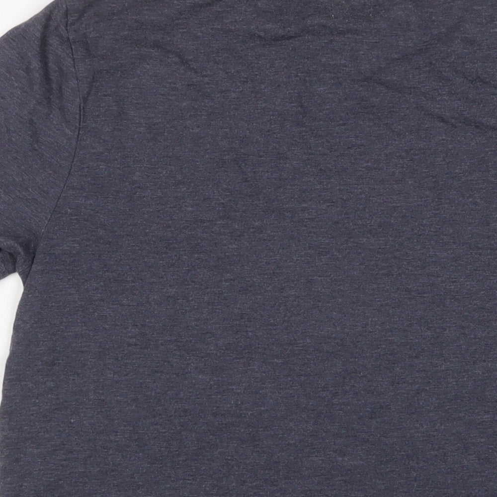 Brand and care label for ASOS men’s blue cotton t-shirt, size M, crew neck - embroidered