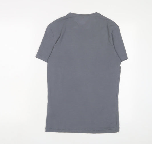 H&M Mens Grey Cotton T-Shirt Size S Crew Neck - Sawdust is man glitter